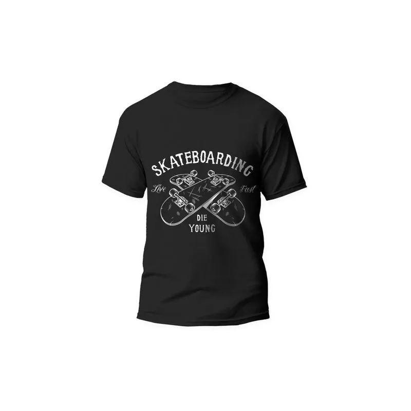 Camiseta 100% Algodão Gola Canoa Estampa Skate