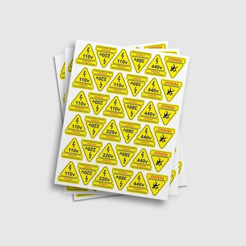Adesivo de Voltagem Amarelo 110v-220v-380v-440v-Perigo