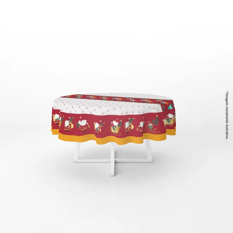 Toalha de Mesa Redonda Decorativa Natal Presentes
