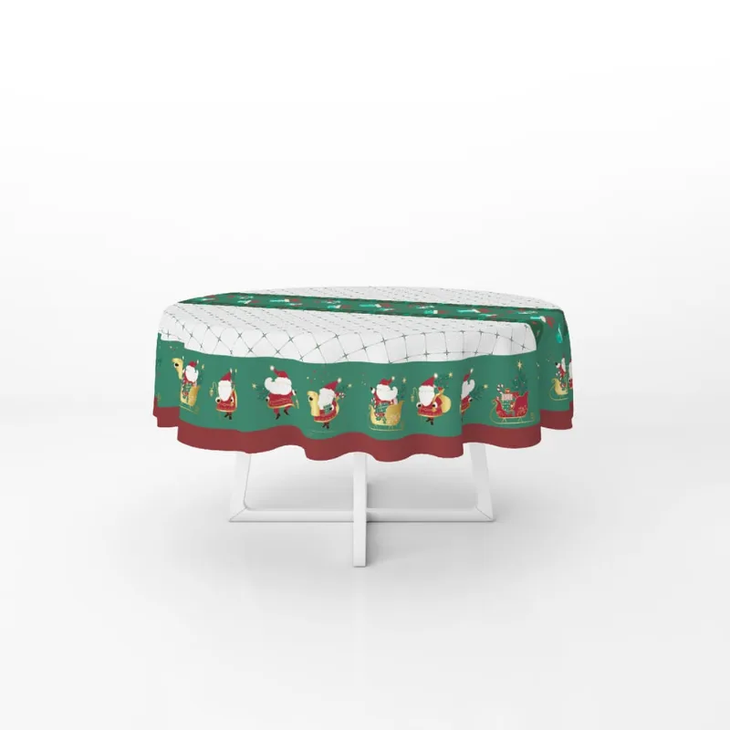 Toalha de Mesa Redonda Decorativa Natal Presentes