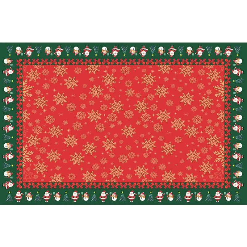 Toalha De Mesa Retangular Decorativa Natal Flocos De Neve