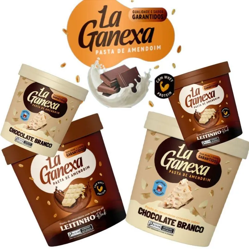 Kit Pasta La Ganexa 450g Sem Açucar Leitinho Black + 1 Sabor