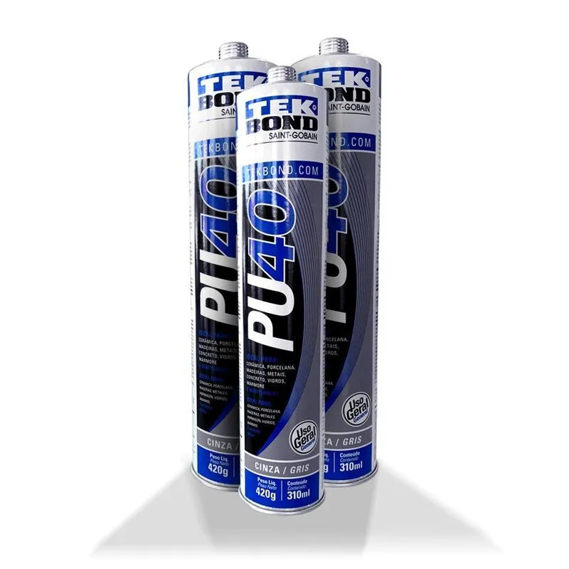 Adesivo Selante Pu40 Cinza Cartucho 310ml Tekbond 03 Peças
