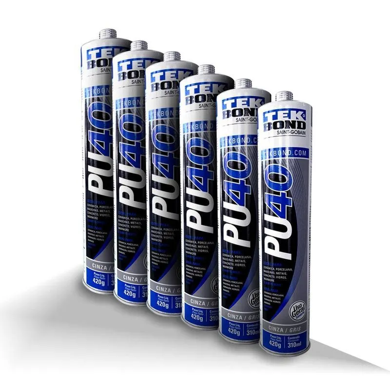 Adesivo Selante Pu40 Cinza Cartucho 310ml Tekbond 06 Peças