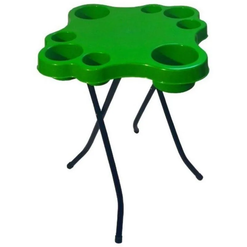 Mesa Petisqueira Com Tampo Verde Apoio Petiscos Desmontável