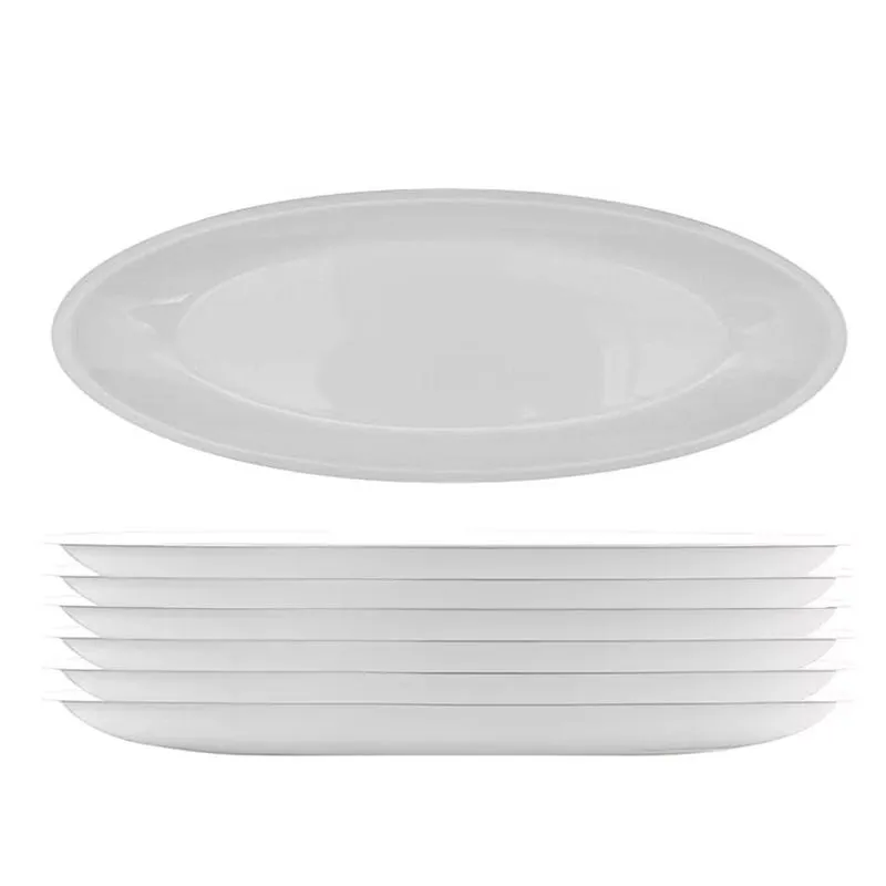 Kit 6 Bandeja Prato Oval 29 X 16cm Melamina Multiuso