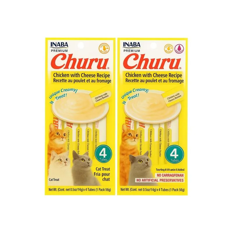 Kit 2 Petisco Cremoso Para Gato Churu Frango Queijo