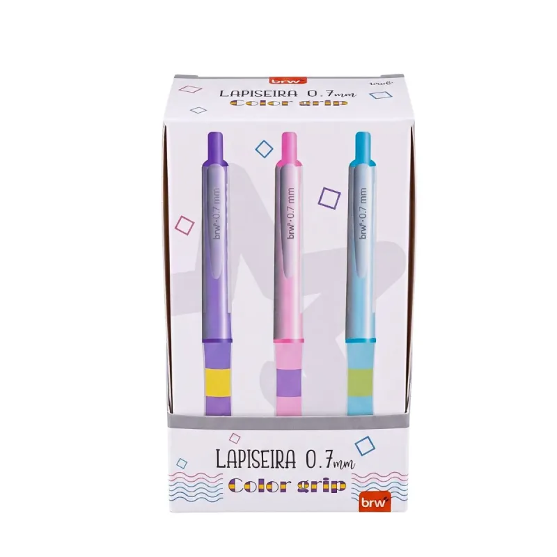 Lapiseira Plastica 0.7mm Color Grip Display com 12 Unidades