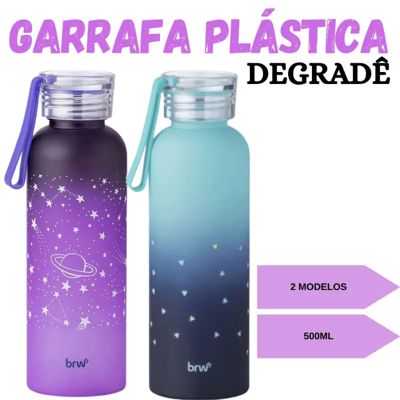 Garrafa de Água Plástica Estampada de 500ml Degradê - brw