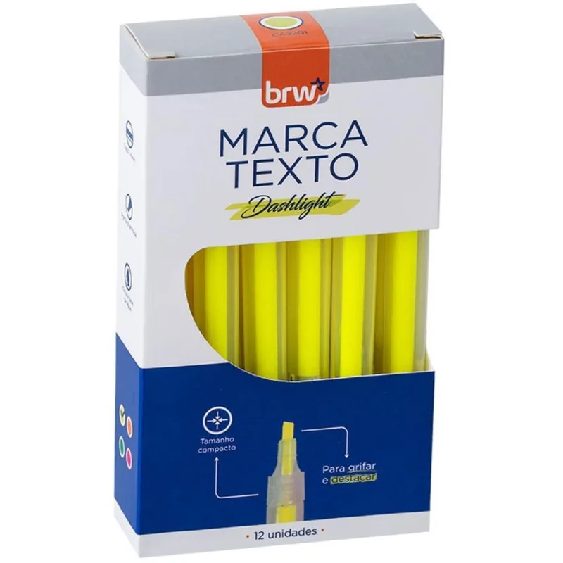 Caneta Marca Texto Dashligth Amarelo Fluorescente CX.C/12