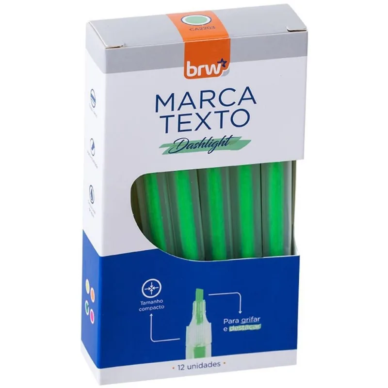 Caneta Marca Texto Dashligth Verde Fluorescente CX.C/12