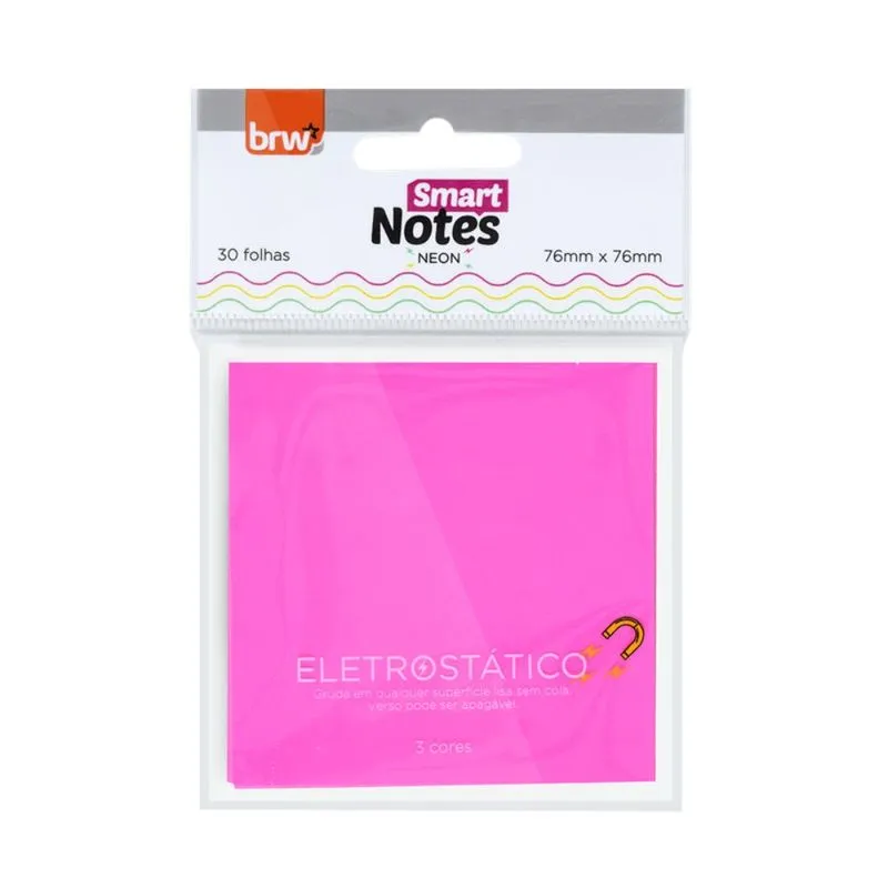 Bloco Adesivo 76x76mm 30 Eletrostático Neon BA7610 Brw - UN