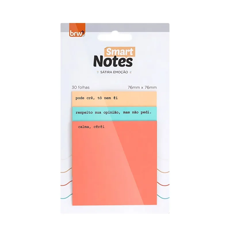 BLOCO ADESIVO 76X76 30FL 3BL SÁTIRA EMOÇÃO COLORIDO BA8010 BRW