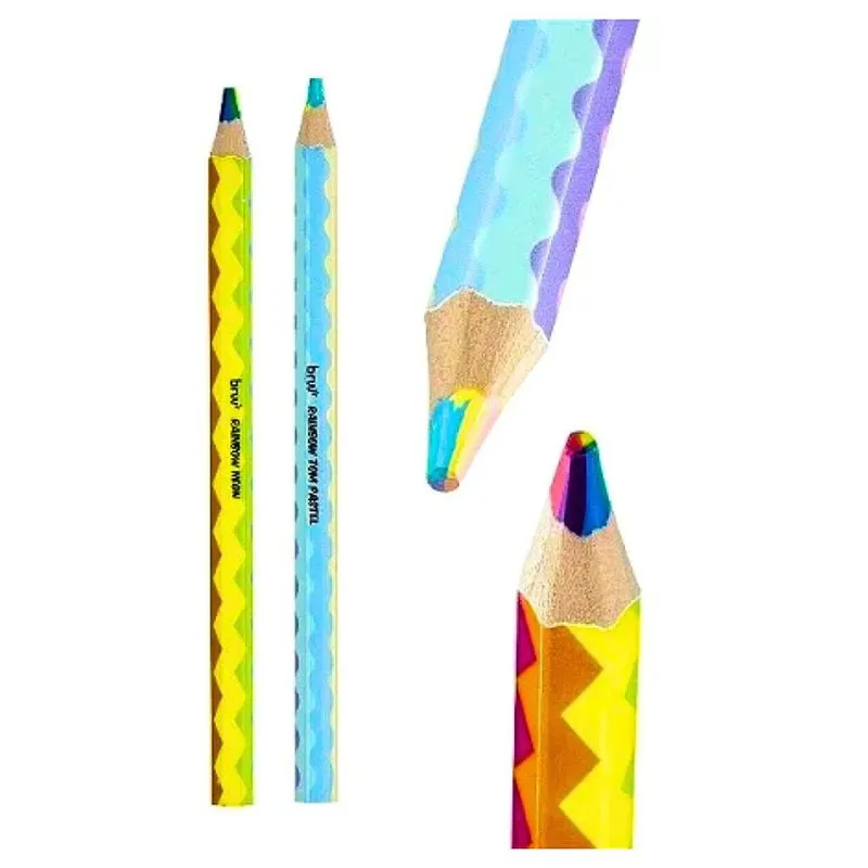 Kit 2 Lápis de Cor Jumbo Sextavado Rainbow Tom Pastel + Neon - brw