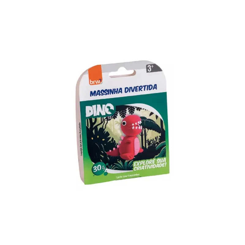 Massa de Modelar Divertida Brw Dinossauro 3 Cores Blister