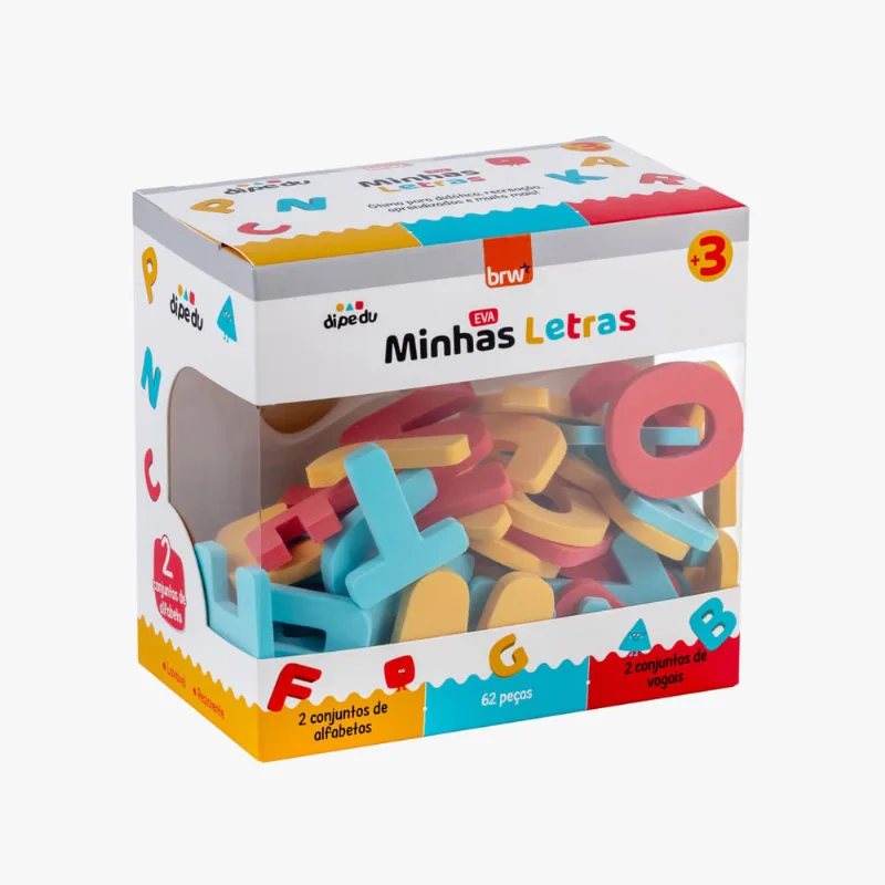 Brinquedo Eva Minhas Letras Brw Com 62 Peças +3
