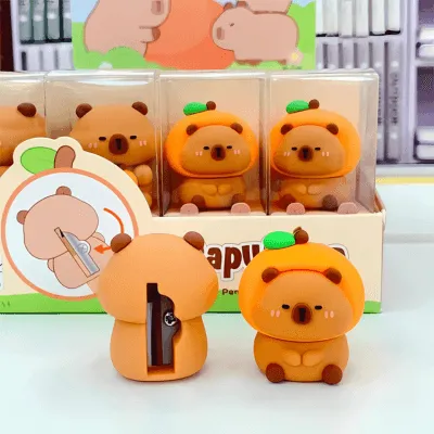 Apontador Urso Comilão / Capivara C/ Laranjinha Kawaii BRW