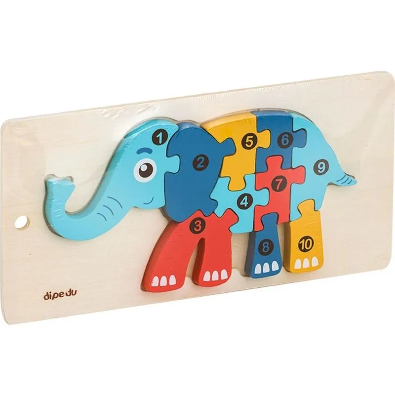 QUEBRA-CABECA Madeira Dipedu Elefante 10 Pecas