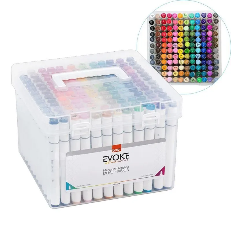 Marcador Artístico Evoke Dual Marker - Estojo 144 Cores Brw