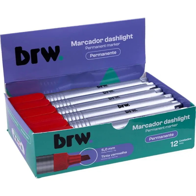 Pincel Marcador Permanente Dashilight Vermelho CX.C/12