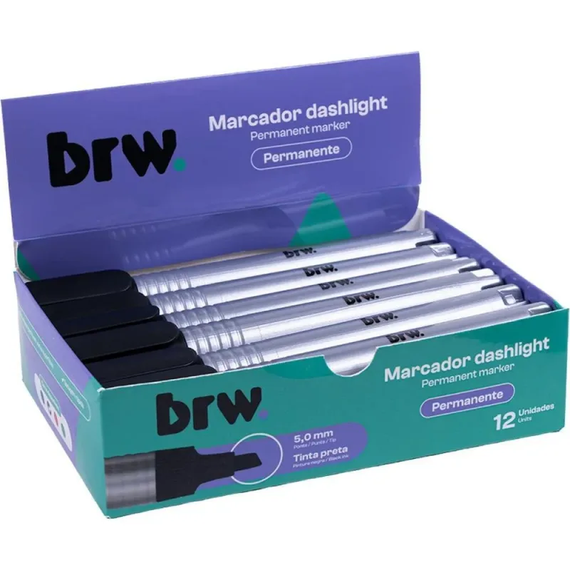 Pincel Marcador Permanente Dashilight Preto CX.C/12