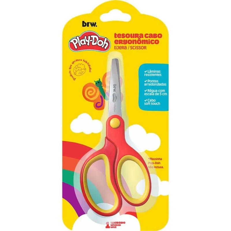 Tesoura Escolar PLAY-DOH Ergonomica 13CM.
