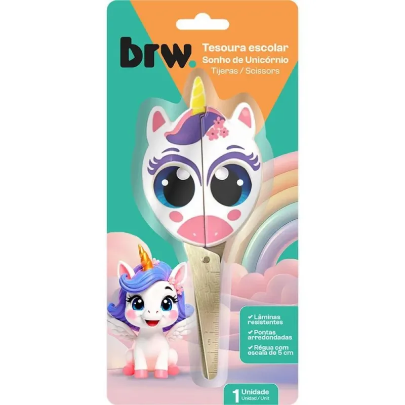 Tesoura Escolar Unicornio 13CM.