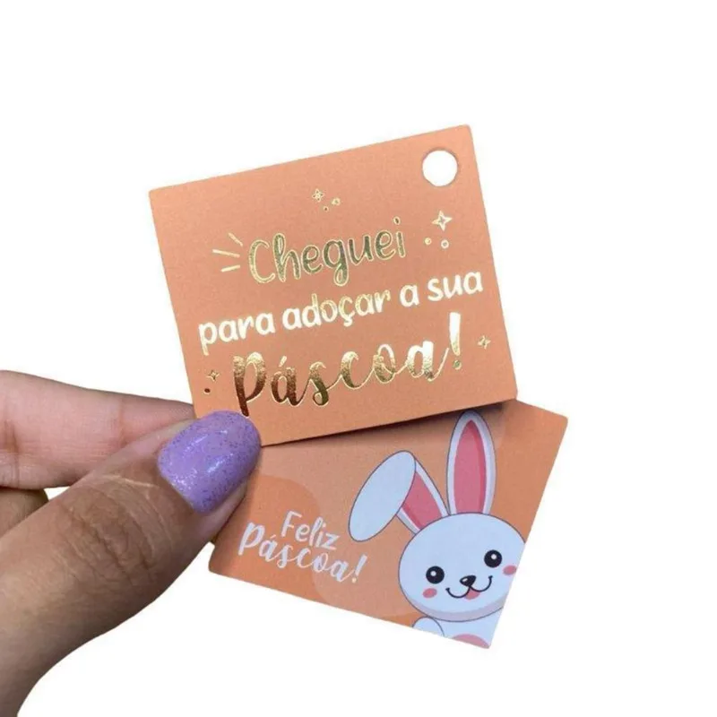 Mini Tag Hotstamping Cheguei - Coleção Páscoa