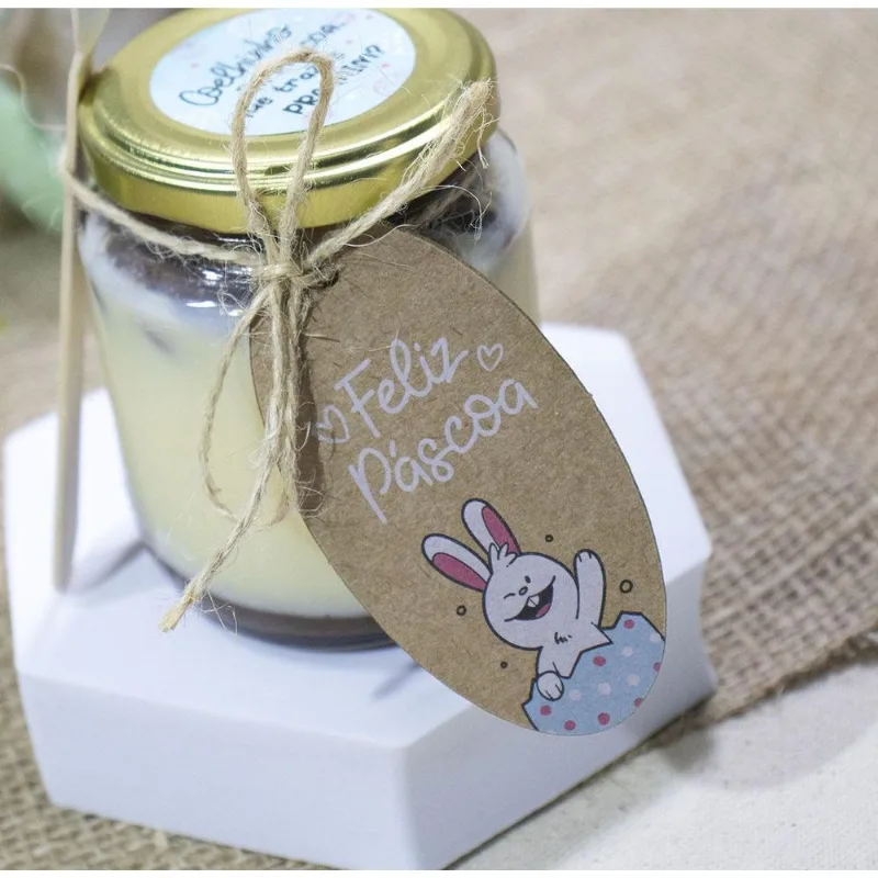 25un Tag Oval Kraft Feliz Páscoa - Coleção Páscoa