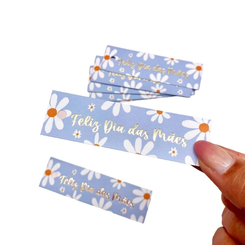 Tag Palito Hot Stamping Feliz Dia Azul - Dia Das Mães