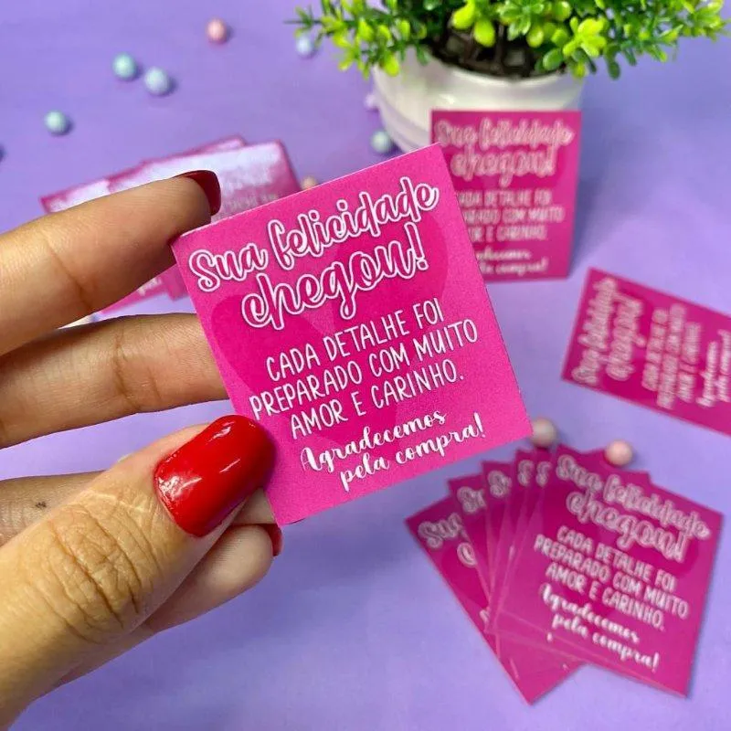 50un Mini Cartão De Agradecimento Sua Felicidade Chegou