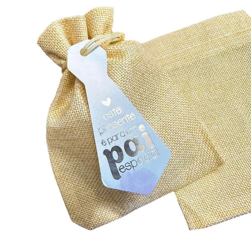 Tag Gravata Hot Stamping Pai Azul -coleção Dia Dos Pais