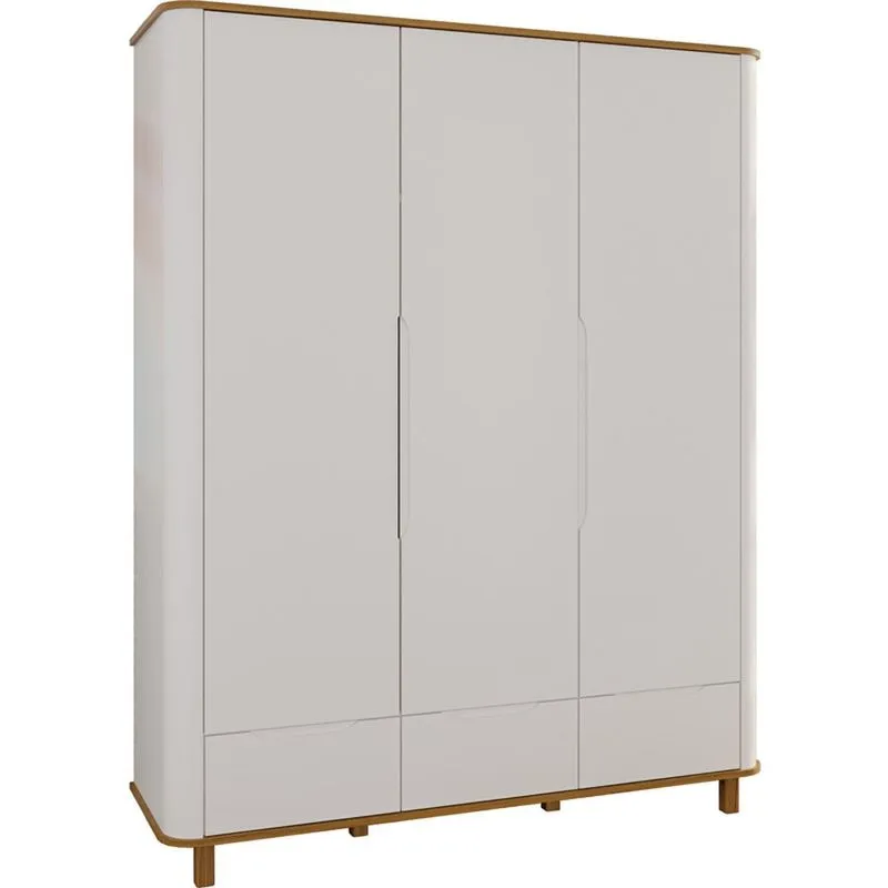 Guarda-Roupa 3 Portas 3 Gavetas Carolina Olivia Branco com Cinamomo 4591.29
