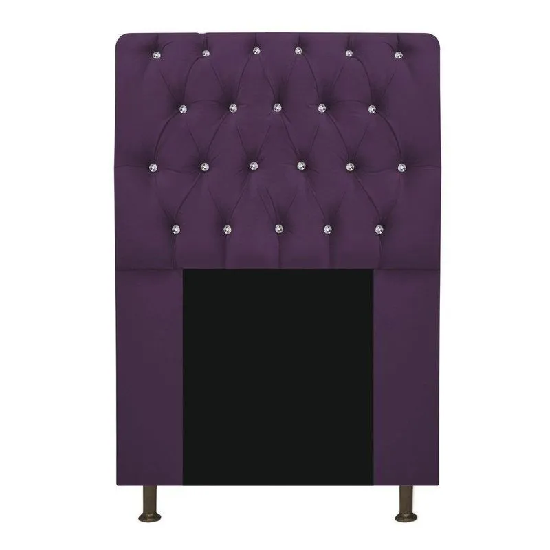 Cabeceira Estofada Lady Com Strass 90 Cm Queen Size Suede - Doce Sonho Móveis Roxo