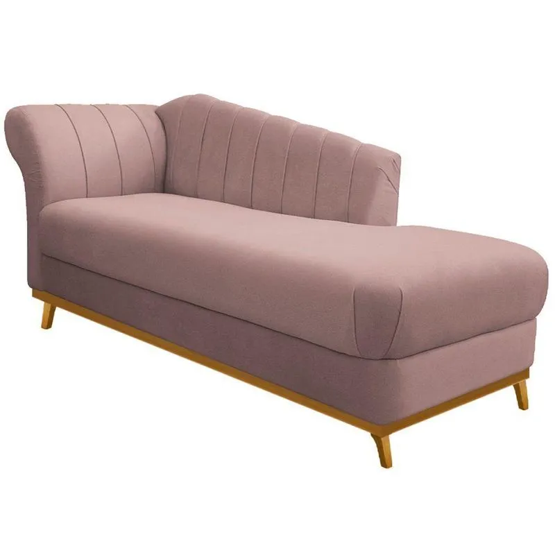 Diva Recamier Vanessa 140Cm Lado Direito Linho Cor Rosê