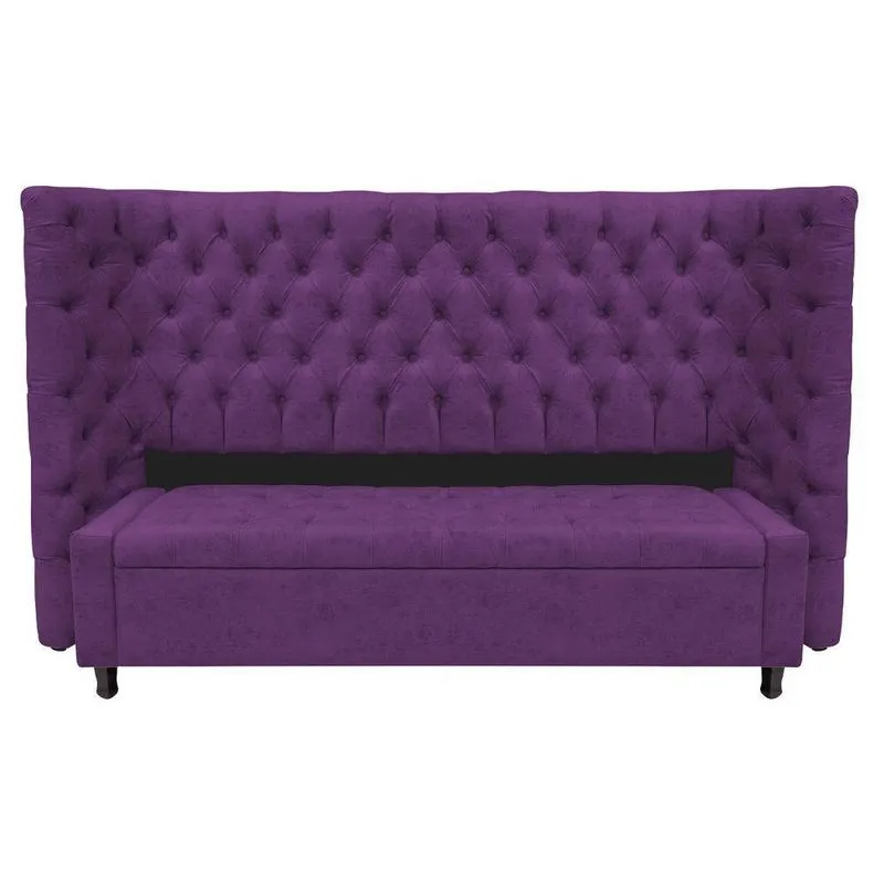 Kit Cabeceira e Calçadeira Baú King Everest P02 195cm Para Cama Box Suede Roxo