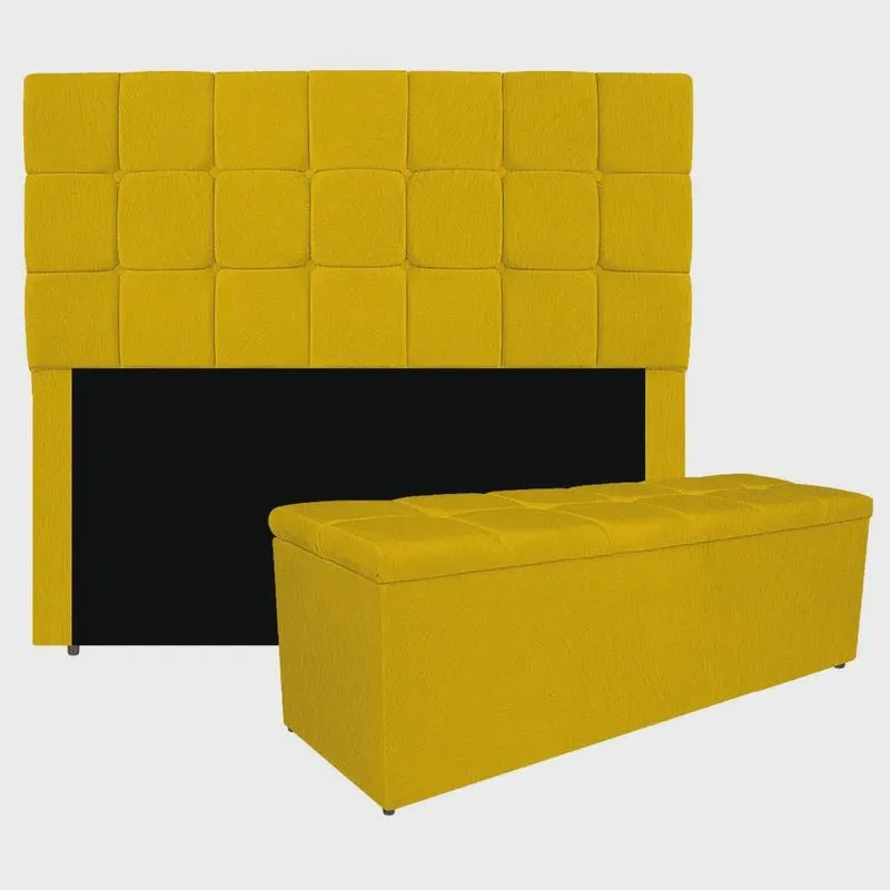 Kit Cabeceira e Calçadeira Manchester 160 cm Queen Size Suede - adj Decor