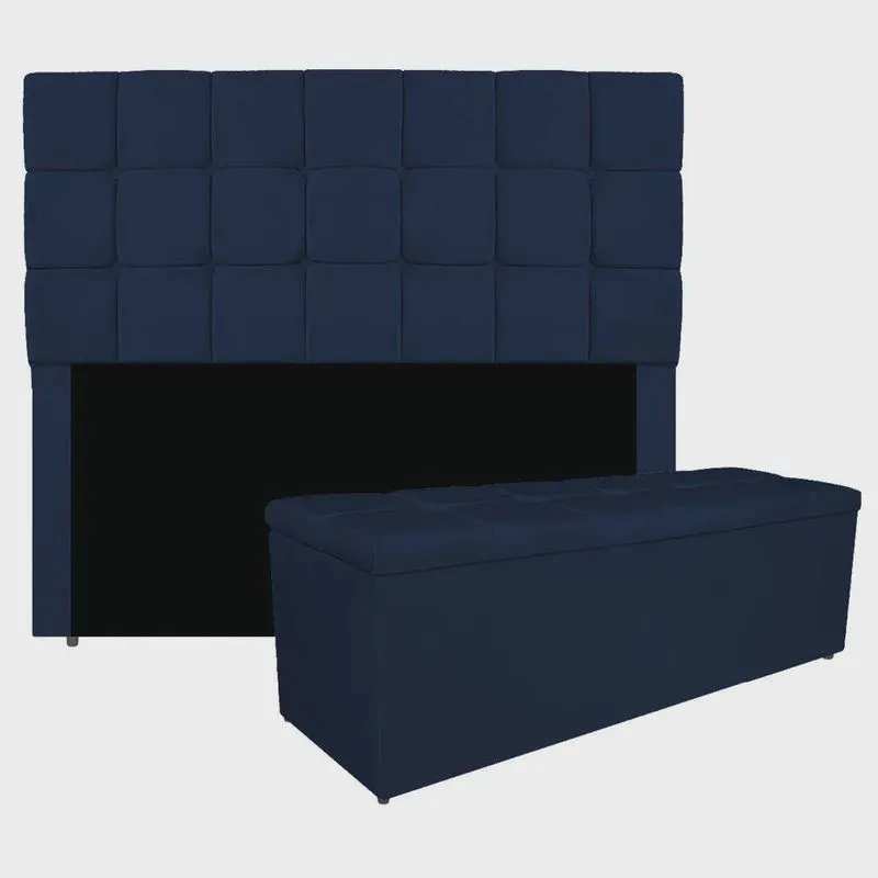 Kit Cabeceira e Calçadeira Manchester 160 cm Queen Size Suede - adj Decor