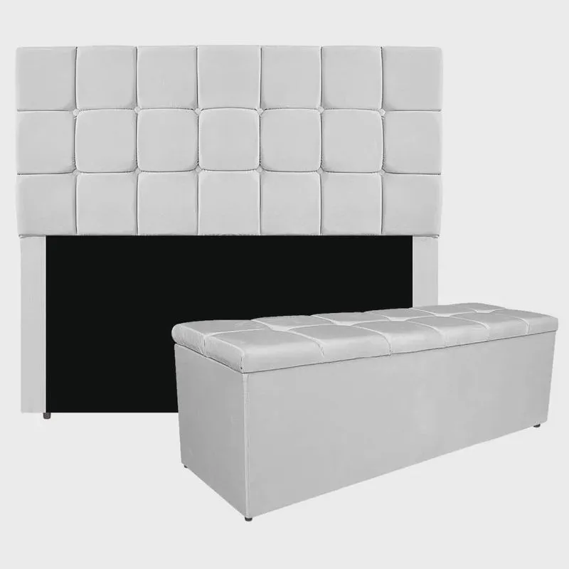 Kit Cabeceira e Calçadeira Manchester 160 cm Queen Size Suede - adj Decor