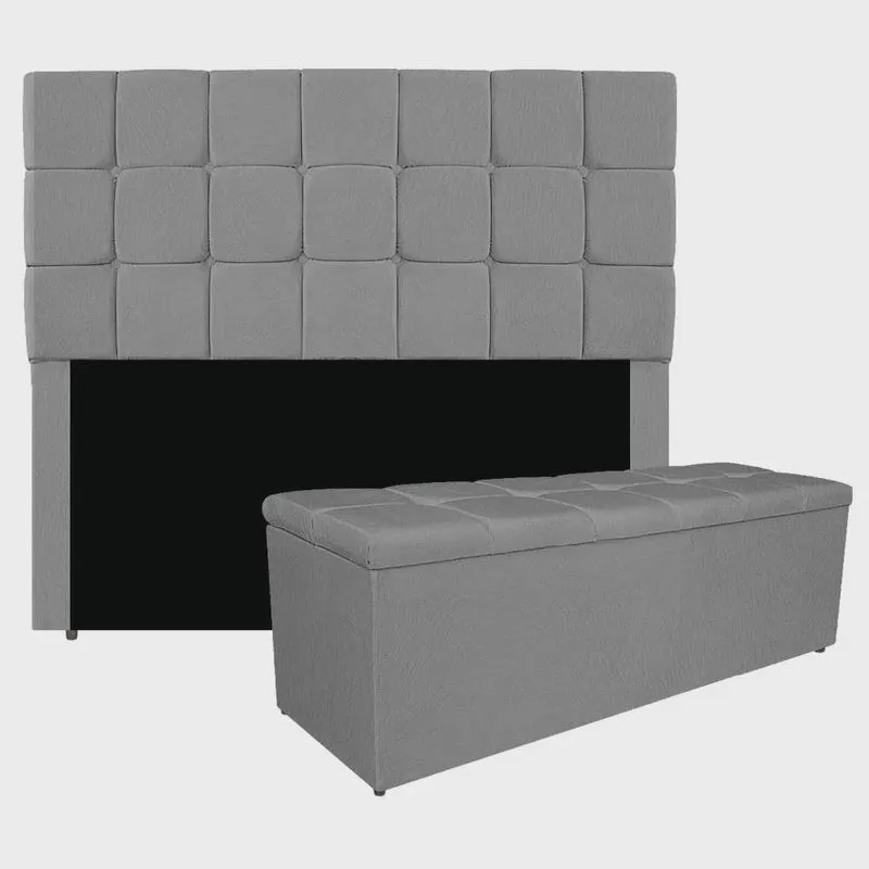 Kit Cabeceira e Calçadeira Manchester 160 cm Queen Size Suede - adj Decor