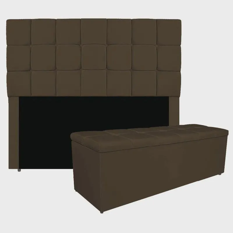 Kit Cabeceira e Calçadeira Manchester 160 cm Queen Size Suede - adj Decor