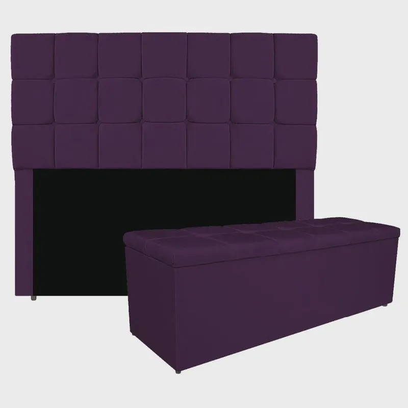 Kit Cabeceira e Calçadeira Manchester 160 cm Queen Size Suede - adj Decor