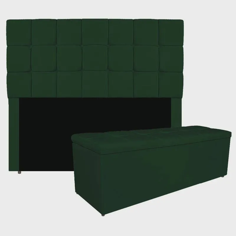 Kit Cabeceira e Calçadeira Manchester 160 cm Queen Size Suede - adj Decor