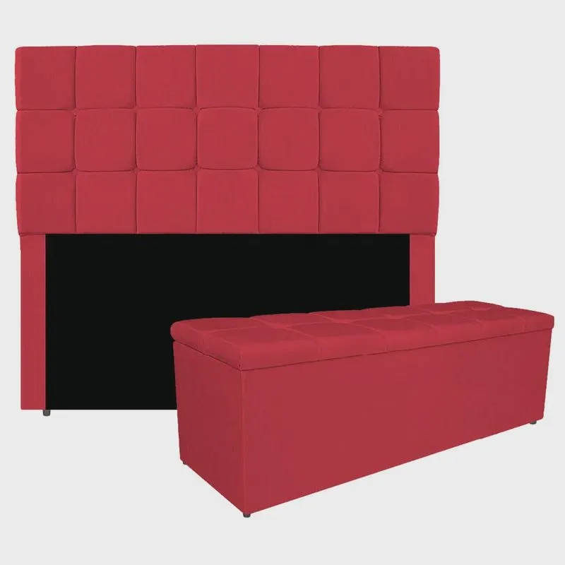 Kit Cabeceira e Calçadeira Manchester 160 cm Queen Size Suede - adj Decor