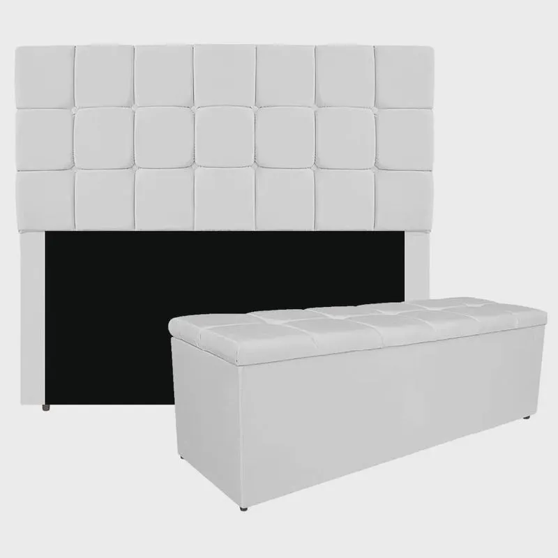 Kit Cabeceira e Calçadeira Manchester 160 cm Queen Size Corano - Amarena Móveis