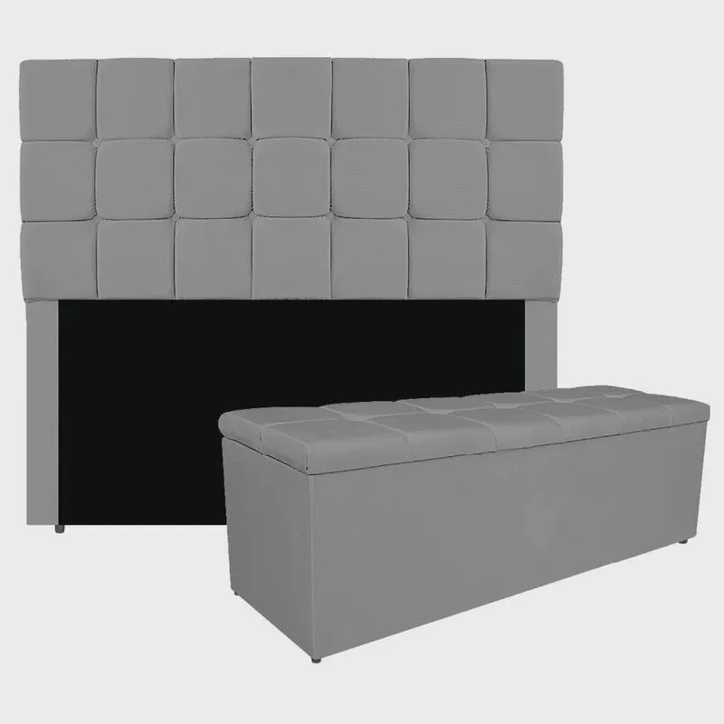 Kit Cabeceira e Calçadeira Manchester 160 cm Queen Size Corano - Amarena Móveis