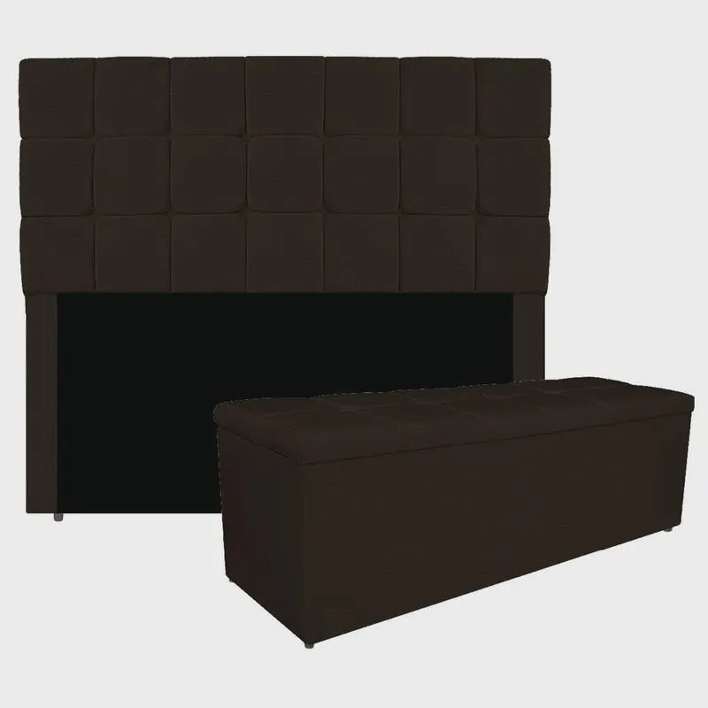 Kit Cabeceira e Calçadeira Manchester 160 cm Queen Size Corano - Amarena Móveis