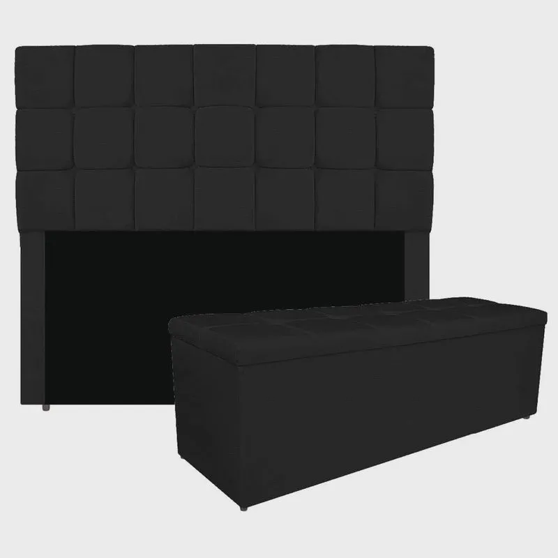 Kit Cabeceira e Calçadeira Manchester 160 cm Queen Size Corano - Amarena Móveis