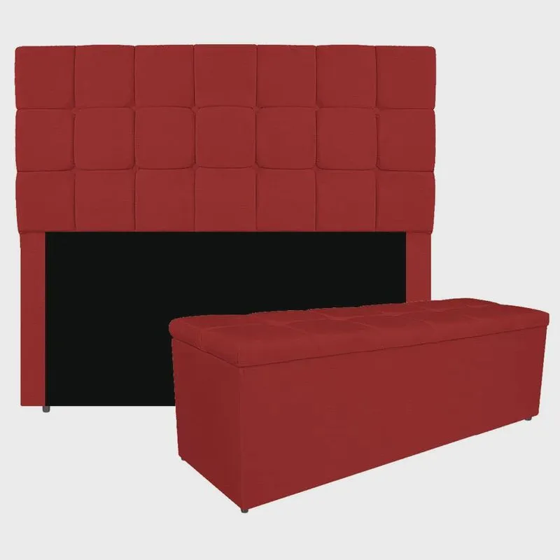 Kit Cabeceira e Calçadeira Manchester 160 cm Queen Size Corano - Amarena Móveis
