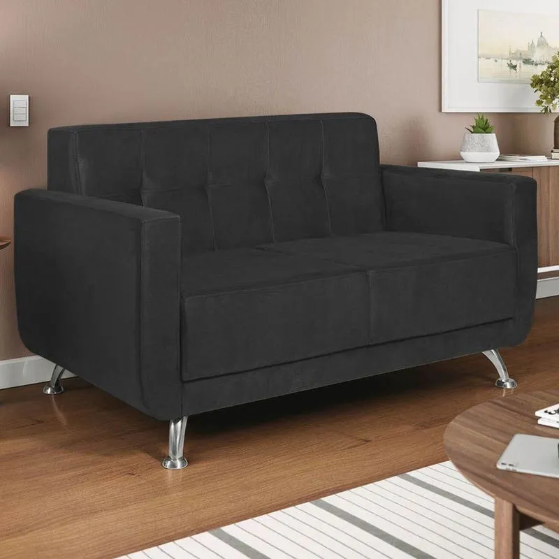 Sofá 2 Lugares Beny Linho - Adj Decor Cor Cinza Escuro